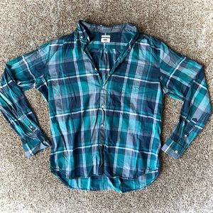 Old Navy, XL, Men’s, Blue Button Up Plaid Shirt